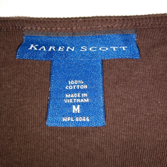 Ladies Karen Scott Brown Top Size Medium - Picture 3 of 3